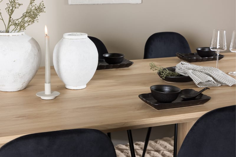 Olivia Spisegruppe 210 cm Rektangulær med 6 Polar stoler - Whitewash/Sort - Møbler - Bord - Spisegrupper