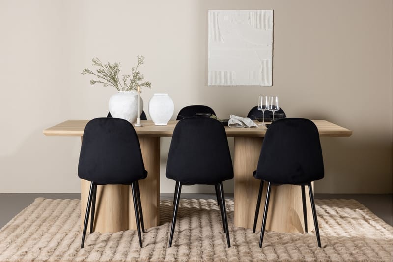 Olivia Spisegruppe 210 cm Rektangulær med 6 Polar stoler - Whitewash/Sort - Møbler - Bord - Spisegrupper