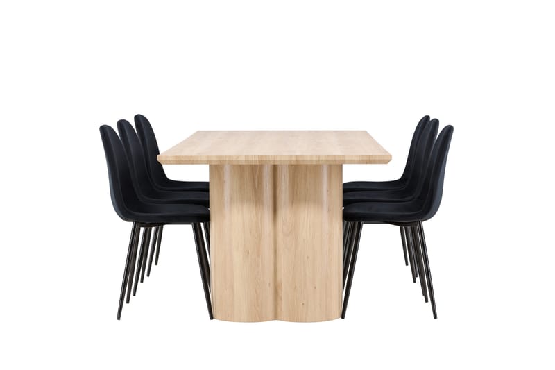 Olivia Spisegruppe 210 cm Rektangulær med 6 Polar stoler - Whitewash/Sort - Møbler - Bord - Spisegrupper