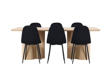 Olivia Spisegruppe 210 cm Rektangulær med 6 Polar stoler - Whitewash/Sort - Møbler - Bord - Spisegrupper