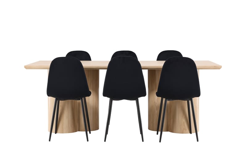 Olivia Spisegruppe 210 cm Rektangulær med 6 Polar stoler - Whitewash/Sort - Møbler - Bord - Spisegrupper