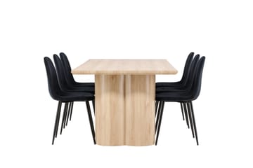 Olivia Spisegruppe 210 cm Rektangulær med 6 Polar stoler - Whitewash/Sort - Møbler - Bord - Spisegrupper