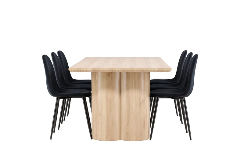 Olivia Spisegruppe 210 cm Rektangulær med 6 Polar stoler - Whitewash/Sort - Møbler - Bord - Spisegrupper