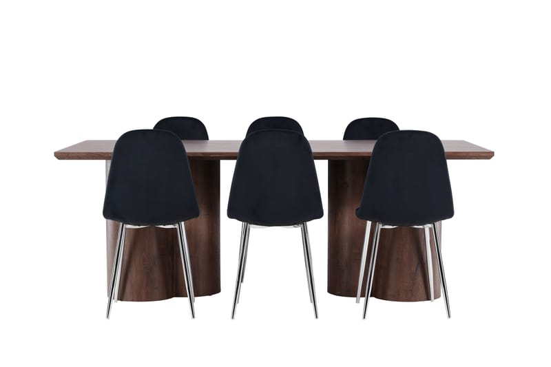 Olivia Spisegruppe 210 cm Rektangulær med 6 Polar stoler - Mocca/Sort - Møbler - Bord - Spisegrupper