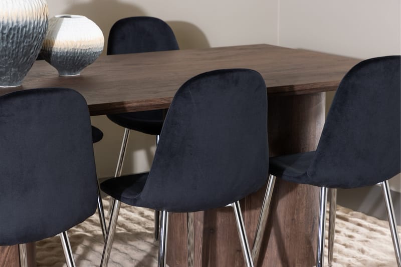 Olivia Spisegruppe 210 cm Rektangulær med 6 Polar stoler - Mocca/Sort - Møbler - Bord - Spisegrupper