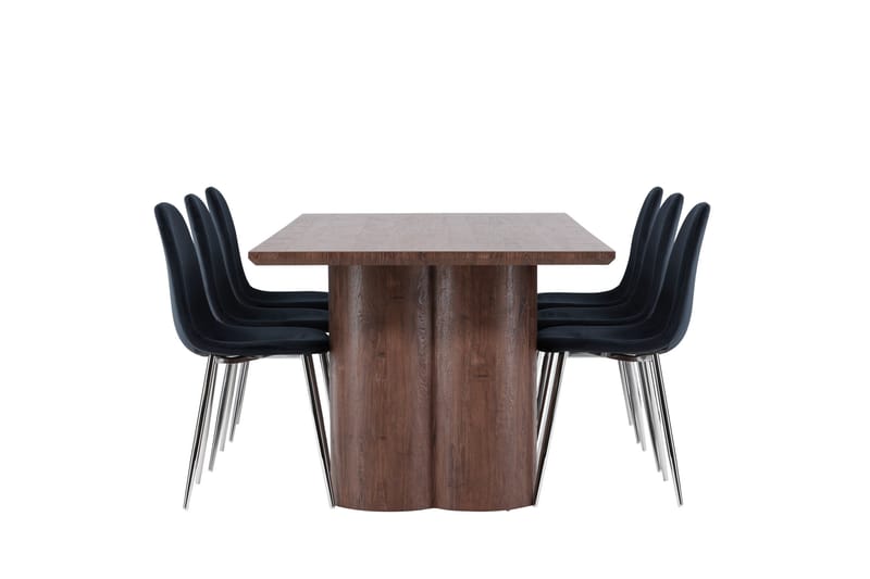 Olivia Spisegruppe 210 cm Rektangulær med 6 Polar stoler - Mocca/Sort - Møbler - Bord - Spisegrupper
