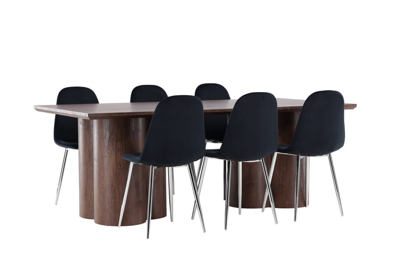 Olivia Spisegruppe 210 cm Rektangulær med 6 Polar stoler - Mocca/Sort - Møbler - Bord - Spisegrupper