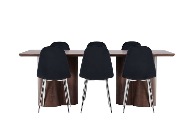 Olivia Spisegruppe 210 cm Rektangulær med 6 Polar stoler - Mocca/Sort - Møbler - Bord - Spisegrupper