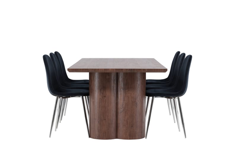 Olivia Spisegruppe 210 cm Rektangulær med 6 Polar stoler - Mocca/Sort - Møbler - Bord - Spisegrupper