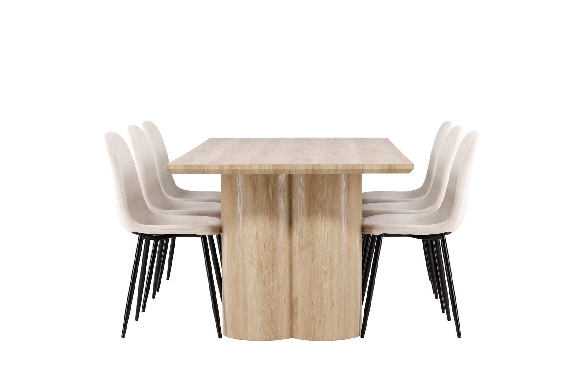 Olivia Spisegruppe 210 cm Rektangulær med 6 Polar stoler - Whitewash/Beige - Møbler - Bord - Spisegrupper