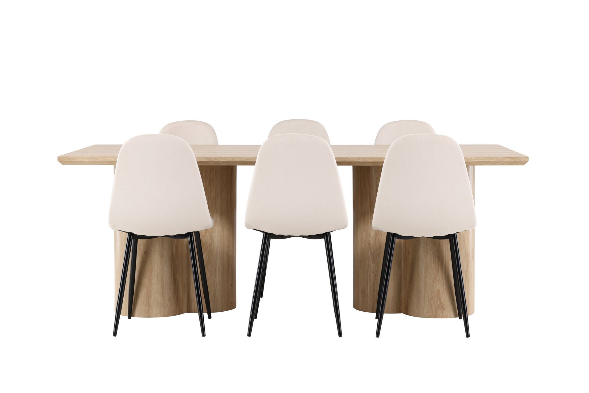 Olivia Spisegruppe 210 cm Rektangulær med 6 Polar stoler - Whitewash/Beige - Møbler - Bord - Spisegrupper
