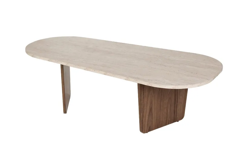Omari Sofabord 130 cm - Travertin og valnøtt - Møbler - Bord - Sofabord