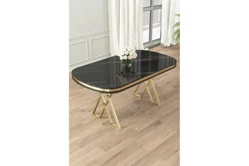Omin Spisebord 168 cm Oval - Sort Marmor/Gull - Møbler - Bord - Spisebord & kjøkkenbord