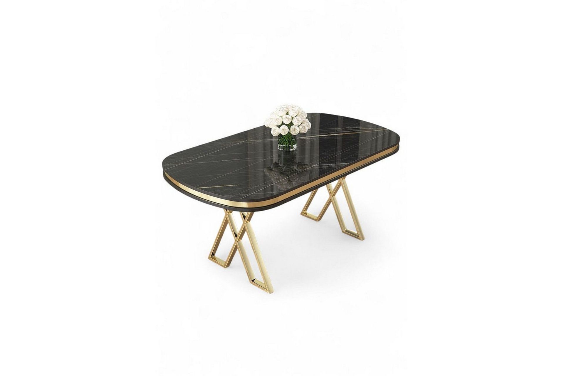 Omin Spisebord 168 cm Oval - Sort Marmor/Gull