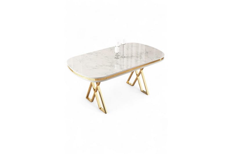 Omin Spisebord 168 cm Rektangulær - Hvit Marmor/Gull - Møbler - Bord - Spisebord & kjøkkenbord