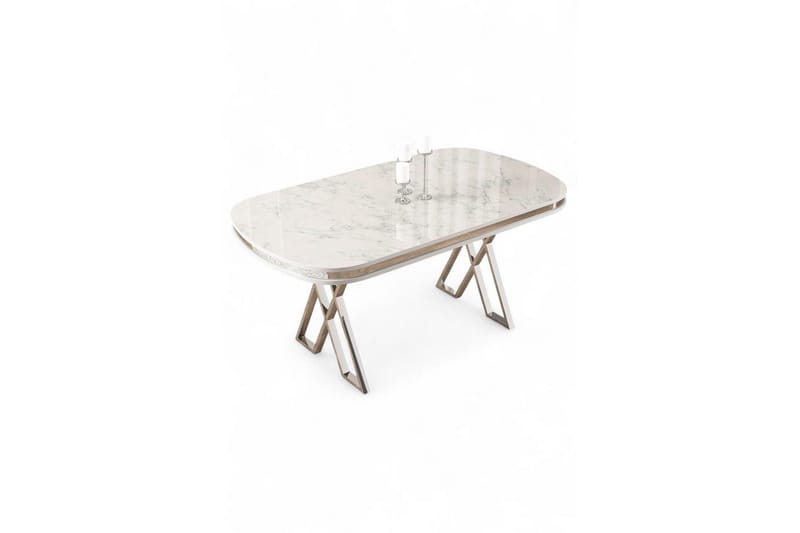Omin Spisebord 168 cm Rektangulær - Hvit Marmor/Krom - Møbler - Bord - Spisebord & kjøkkenbord