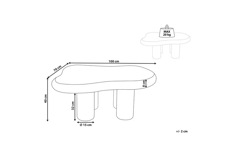 Ondle Asymmetrisk Salongbord 92 cm i Tre med Organisk Form - Hvit - Møbler - Bord - Sofabord