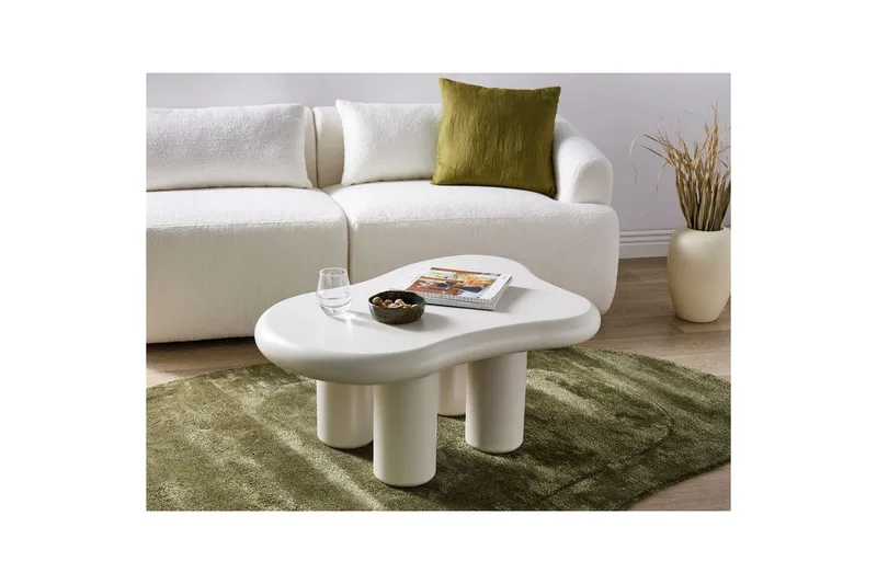 Ondle Asymmetrisk Salongbord 92 cm i Tre med Organisk Form - Hvit - Møbler - Bord - Sofabord