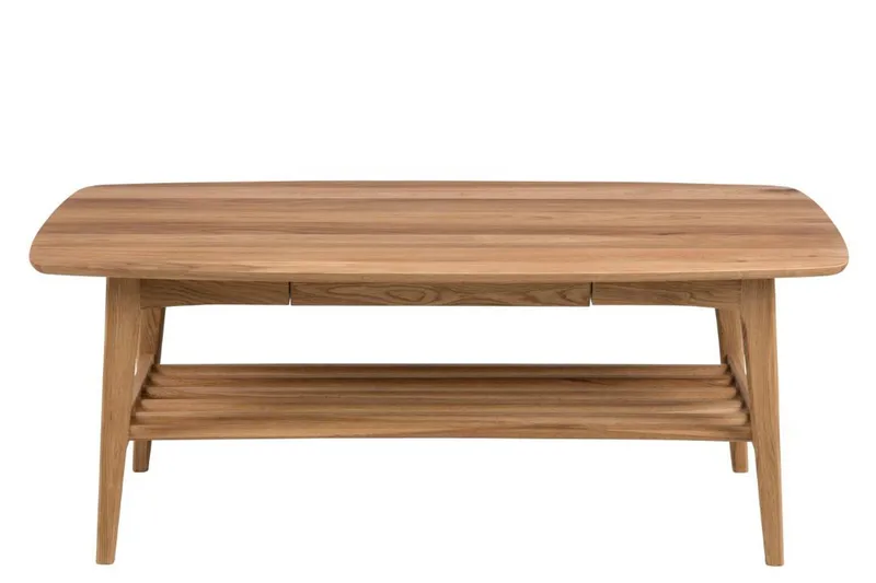 Oscarvik Rektangulært Sofabord med Skuffer og Hylle i Eik - Brun - Møbler - Bord - Sofabord