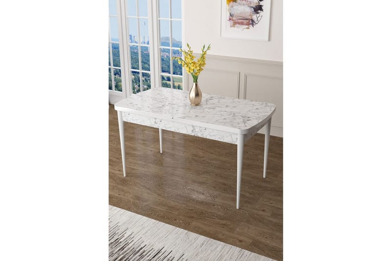 Ostwerwal Spisebord 132 cm Rektangulær - Hvit Marmor/Hvit - Møbler - Bord - Spisebord & kjøkkenbord