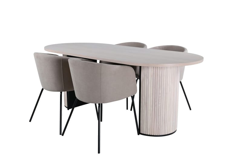 Oval matgrupp Venture Home Beige Ljust trä 4st - Møbler - Bord - Spisegrupper