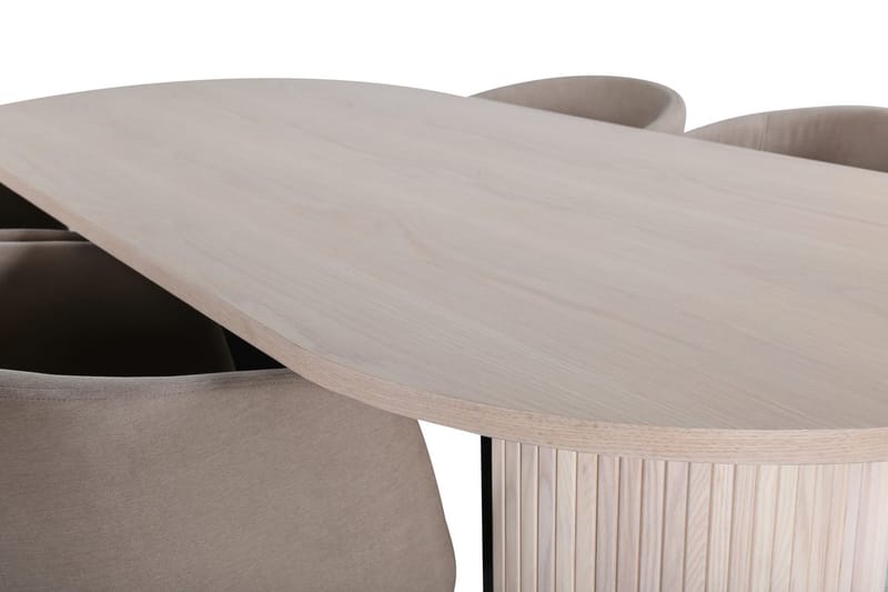 Oval matgrupp Venture Home Beige Ljust trä 4st - Møbler - Bord - Spisegrupper