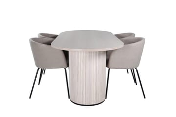 Oval matgrupp Venture Home Beige Ljust trä 4st - Møbler - Bord - Spisegrupper