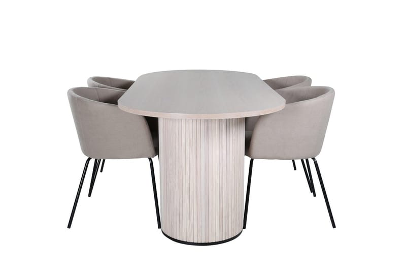 Oval matgrupp Venture Home Beige Ljust trä 4st - Møbler - Bord - Spisegrupper