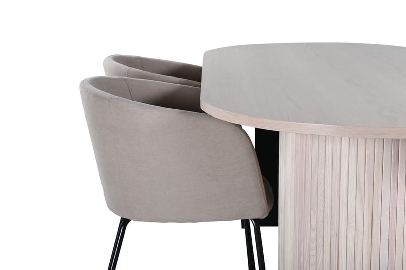 Oval matgrupp Venture Home Beige Ljust trä 4st - Møbler - Bord - Spisegrupper
