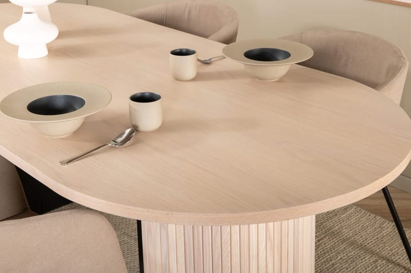 Oval matgrupp Venture Home Beige Ljust trä 4st - Møbler - Bord - Spisegrupper