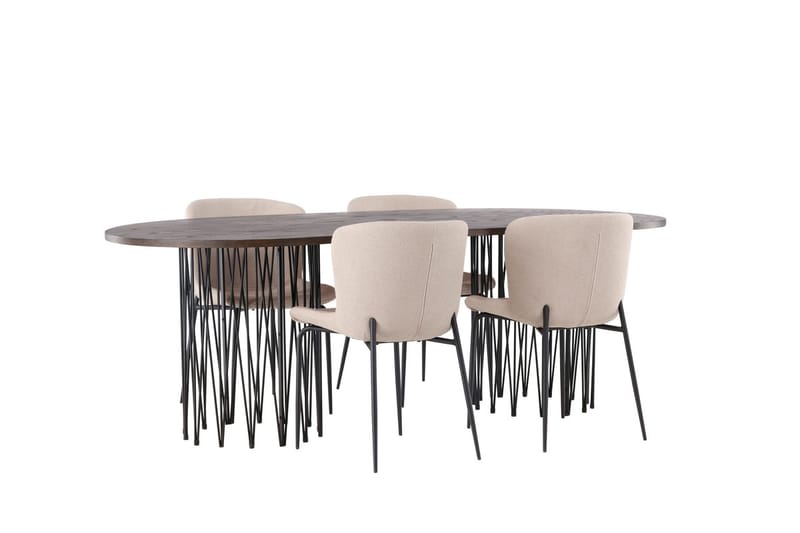 Oval matgrupp Venture Home Beige Mocka 4st - Møbler - Bord - Spisegrupper