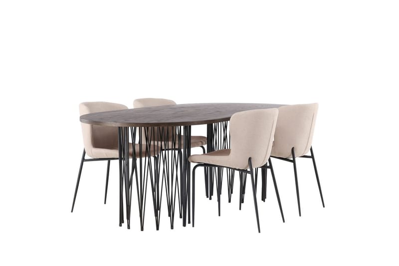 Oval matgrupp Venture Home Beige Mocka 4st - Møbler - Bord - Spisegrupper