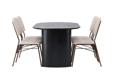 Oval matgrupp Venture Home Beige Mörkbrun 4st - Mørkebrun - Møbler - Bord - Spisegrupper