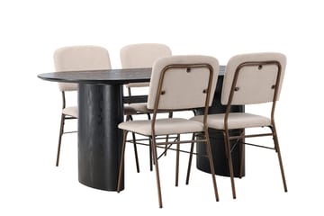 Oval matgrupp Venture Home Beige Mörkbrun 4st - Mørkebrun - Møbler - Bord - Spisegrupper