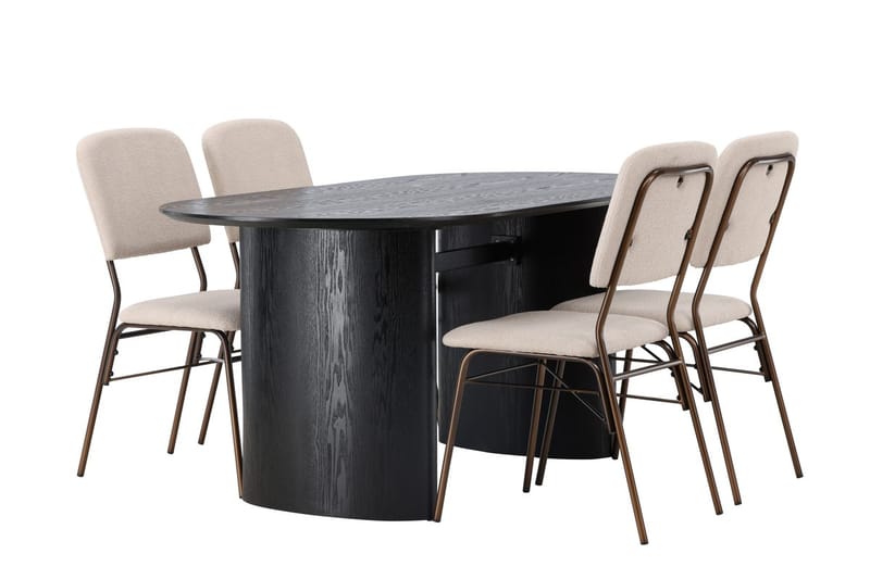Oval matgrupp Venture Home Beige Mörkbrun 4st - Mørkebrun - Møbler - Bord - Spisegrupper