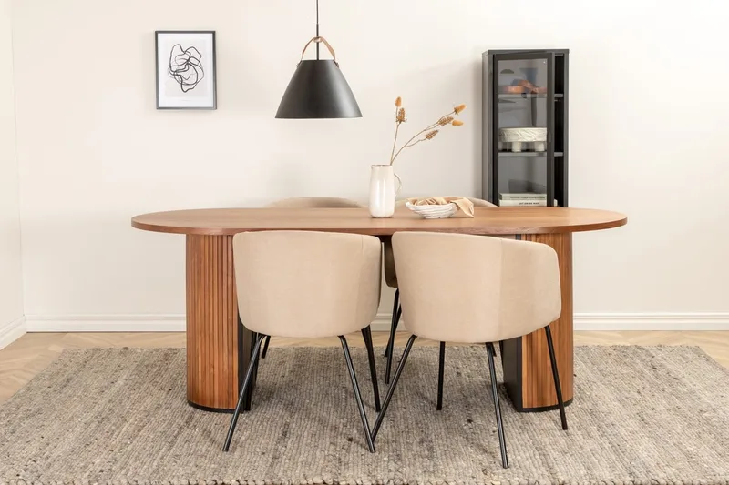 Oval matgrupp Venture Home Beige Mörkt trä 4st - Møbler - Bord - Spisegrupper