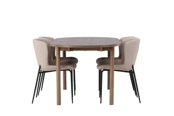 Oval matgrupp Venture Home Beige Natur 4st - Møbler - Bord - Spisegrupper
