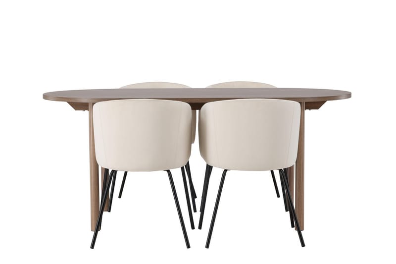 Oval matgrupp Venture Home Beige Natur 4st - Møbler - Bord - Spisegrupper