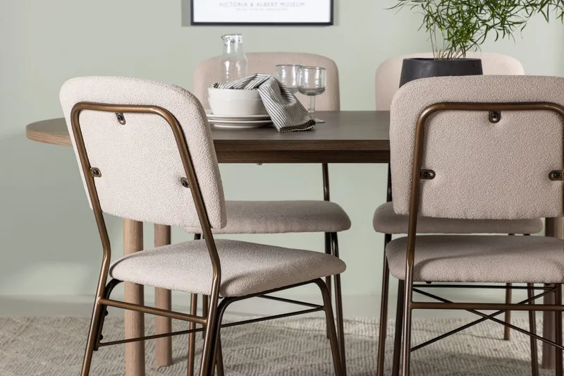 Oval matgrupp Venture Home Beige Natur 4st - Møbler - Bord - Spisegrupper