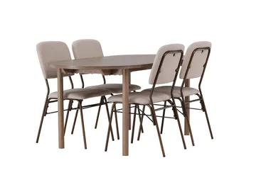 Oval matgrupp Venture Home Beige Natur 4st - Møbler - Bord - Spisegrupper