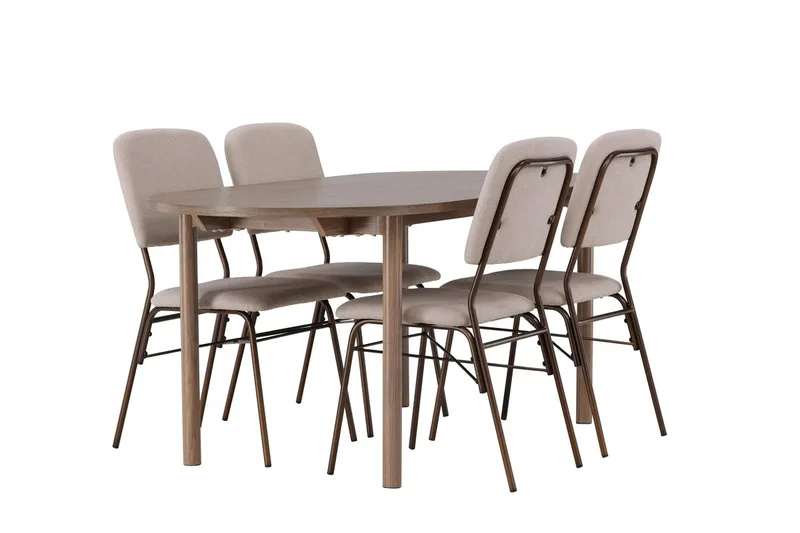 Oval matgrupp Venture Home Beige Natur 4st - Møbler - Bord - Spisegrupper