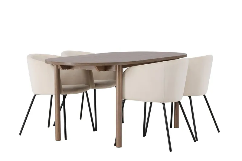 Oval matgrupp Venture Home Beige Natur 4st - Møbler - Bord - Spisegrupper