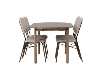 Oval matgrupp Venture Home Beige Natur 4st - Møbler - Bord - Spisegrupper
