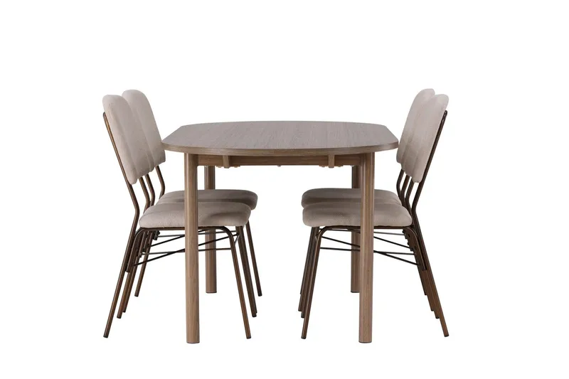 Oval matgrupp Venture Home Beige Natur 4st - Møbler - Bord - Spisegrupper