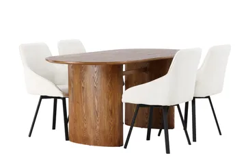 Oval matgrupp Venture Home Beige Natur 4st - Møbler - Bord - Spisegrupper