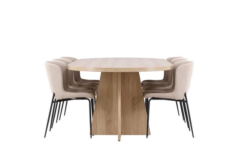Oval matgrupp Venture Home Beige Natur 6st - Møbler - Bord - Spisegrupper