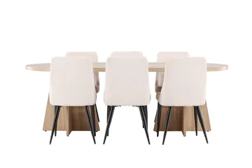 Oval matgrupp Venture Home Beige Natur 6st - Møbler - Bord - Spisegrupper