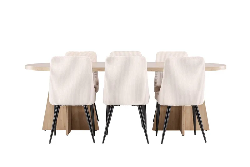 Oval matgrupp Venture Home Beige Natur 6st - Møbler - Bord - Spisegrupper