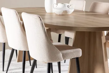 Oval matgrupp Venture Home Beige Natur 6st - Møbler - Bord - Spisegrupper