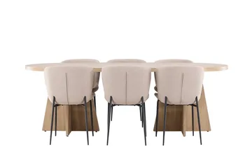 Oval matgrupp Venture Home Beige Natur 6st - Møbler - Bord - Spisegrupper